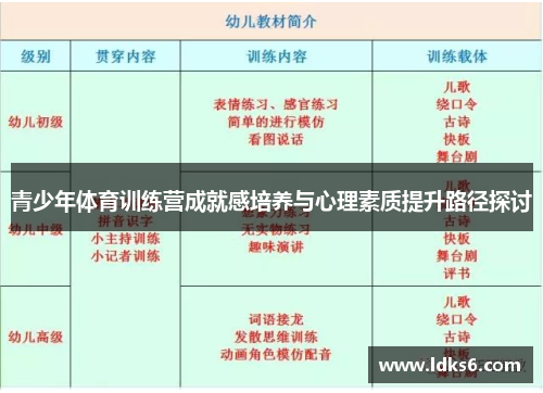 青少年体育训练营成就感培养与心理素质提升路径探讨